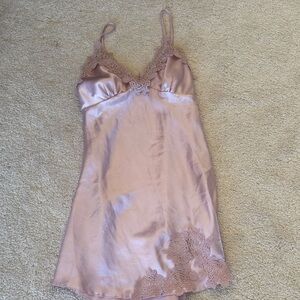 Blush Satin Chemise with Lace Accents